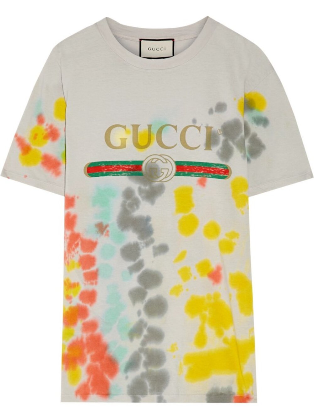 Gucci Tie-Dye GG Logo T-Shirt – White Blue Green Red, Size M